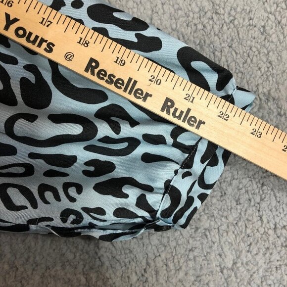 Rebecca Minkoff Top Blue Black Leopard‎ Animal Print Oversized XS - Picture 8 of 9